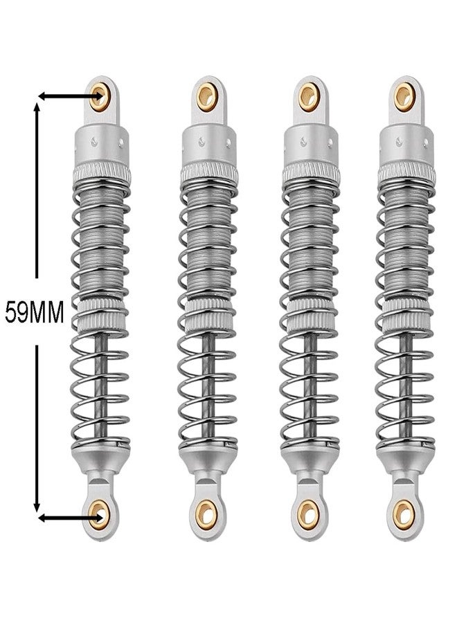 Pothyes 4PCS 53mm/59mm/66mm Aluminum Shocks Absorbers Oil Long Threaded Damper for 1/18 RC Crawler TRX4M TRX-4M Bronco Defender K10 Upgrade Parts (59mm Silver) - Image 2